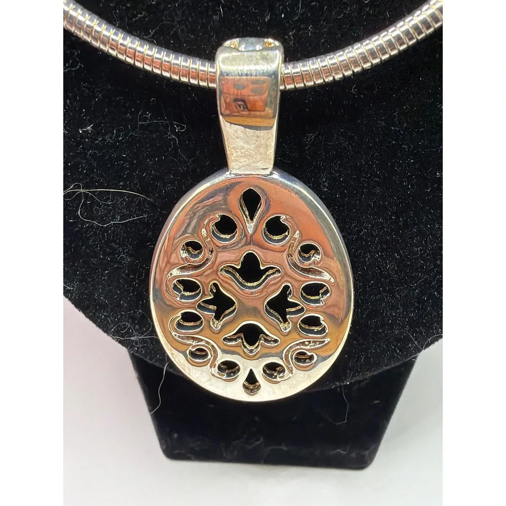 NIB Premier Designs Necklace‎ Silver First Choice Filigree Oval Pendant 20430